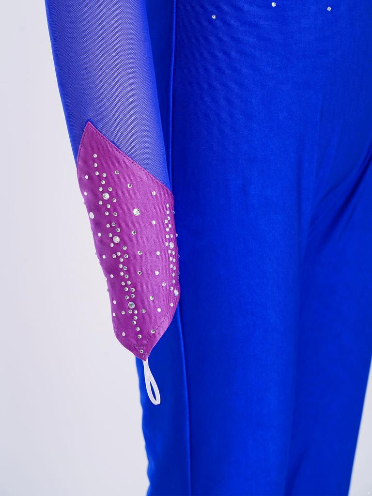 Veelzijdige Trainings- & Wedstrijdjumpsuit voor Kinderen Meisjes: Kenmerken Vingergaten, Mesh Patchwork & Strass Accenten