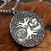 Norse Tree of Life Pendant Viking Amulet Necklace Men Leather Rope Chain Keychain Talisman Male Jewelry Gift