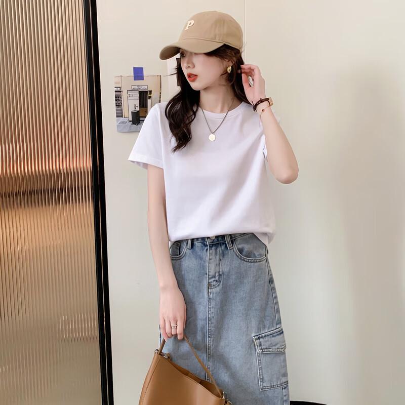 

TonLion 2025 Women s Solid Color Casual Crew Neck Short Sleeve T-Shirt XL