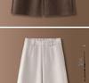 Coffee-Colored Fleece-Lined Wool Blend Wide-Leg Petite Pants - New Style, Thickened, Eight-Tenths Length, Cashmere Straight-Leg for Women.