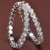 Yousheng 1 Pair C-shaped Earrings, Full Rhinestone C-Ring Design Stud Earrings, Bezel Setting Technology Hoop Earrings for Jewelry Gift