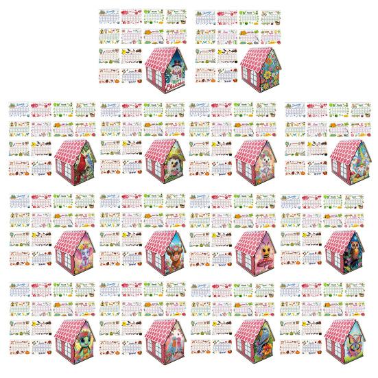 DIY Desk Calendar 2026 Diamond Art Calendar Crafting Kit Cute House Tabletop Calendar Monthly Planner Decoration for Home Office Bedroom