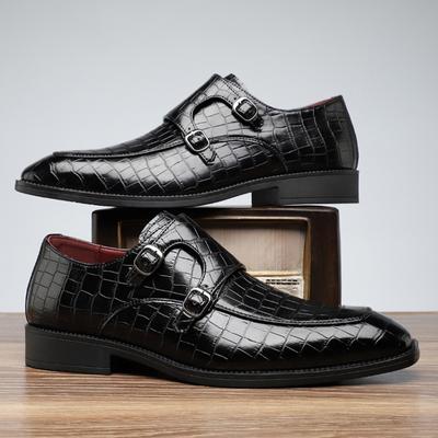 2024 νέες ανδρικές casual business δερμάτινες γόβες με μυτερή αγκράφα και σχέδιο κροκόδειλου, υψηλής ποιότητας επίσημες δερμάτινες γόβες για δεξίωση γάμου