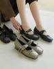 [Tagtraume] Gallo Square Toe Ribbon Two Buckle Mary Jane Sneakers Flats [Versand aus Korea] 100% Authentisch