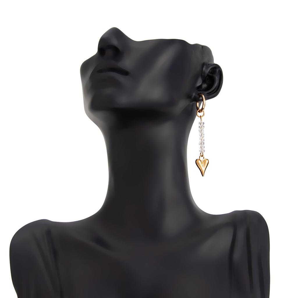 Personality Cold Wind Pentagram Love Pendant Ear Buckle Fashion Irregular Crystal Tassel Ear Ornament Woman