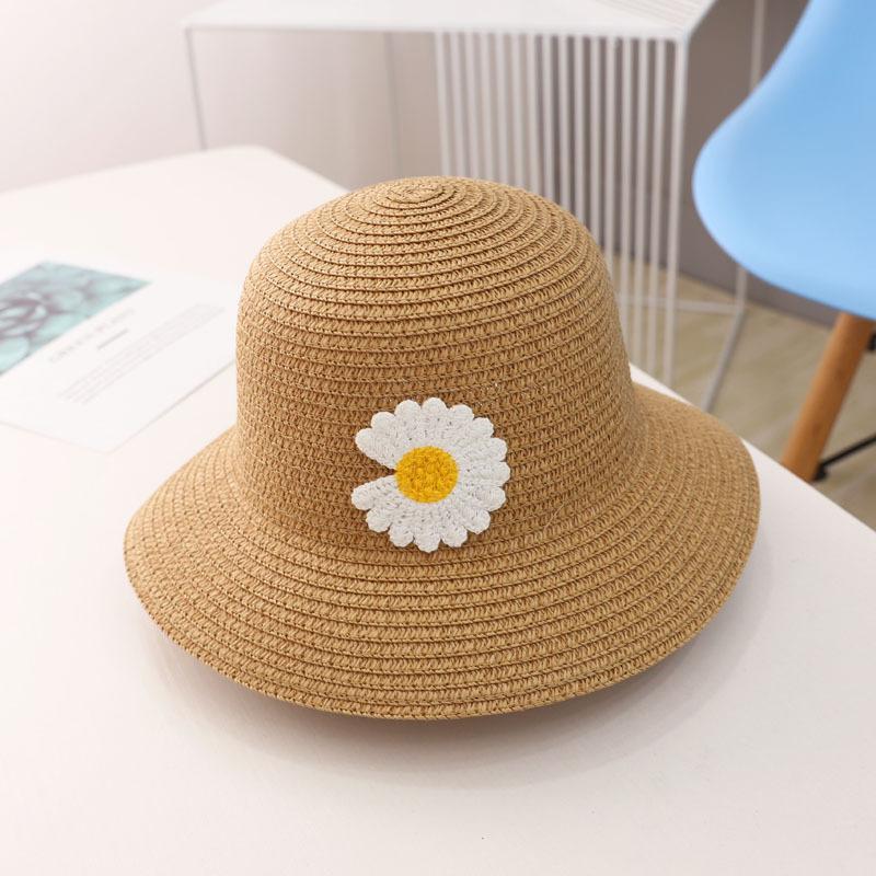 New parent-child sun hat summer straw hat large brim children's sun bucket hat basin hat bag set