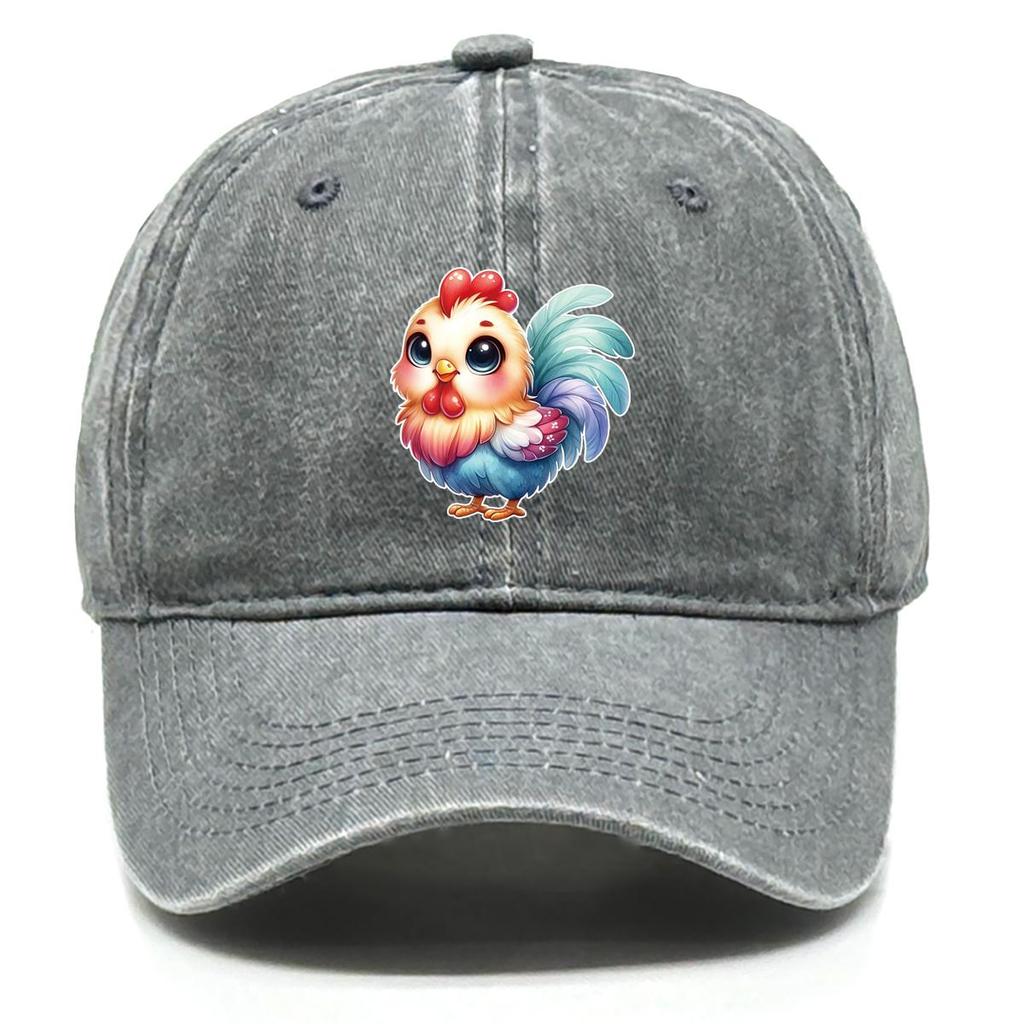 Rooster Print Adjustable Baseball Hat, Animal Flat Cap Lightweight Vintage Non-Stretch Fabric Headwear Snapback Sun Hat