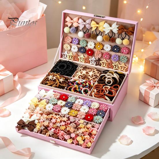 Vivid Patterns Hair Accessories Set for Girls, Bows, Butterfly Clips, Barrettes, Versatile Daily Wear Elastic Ties, Claws Toddlers Birthday