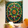 Floral Mandala Design with Golden Accents Patterned Tapestry Decorative Wall Hanging, Home Bedroom Living Room Decor