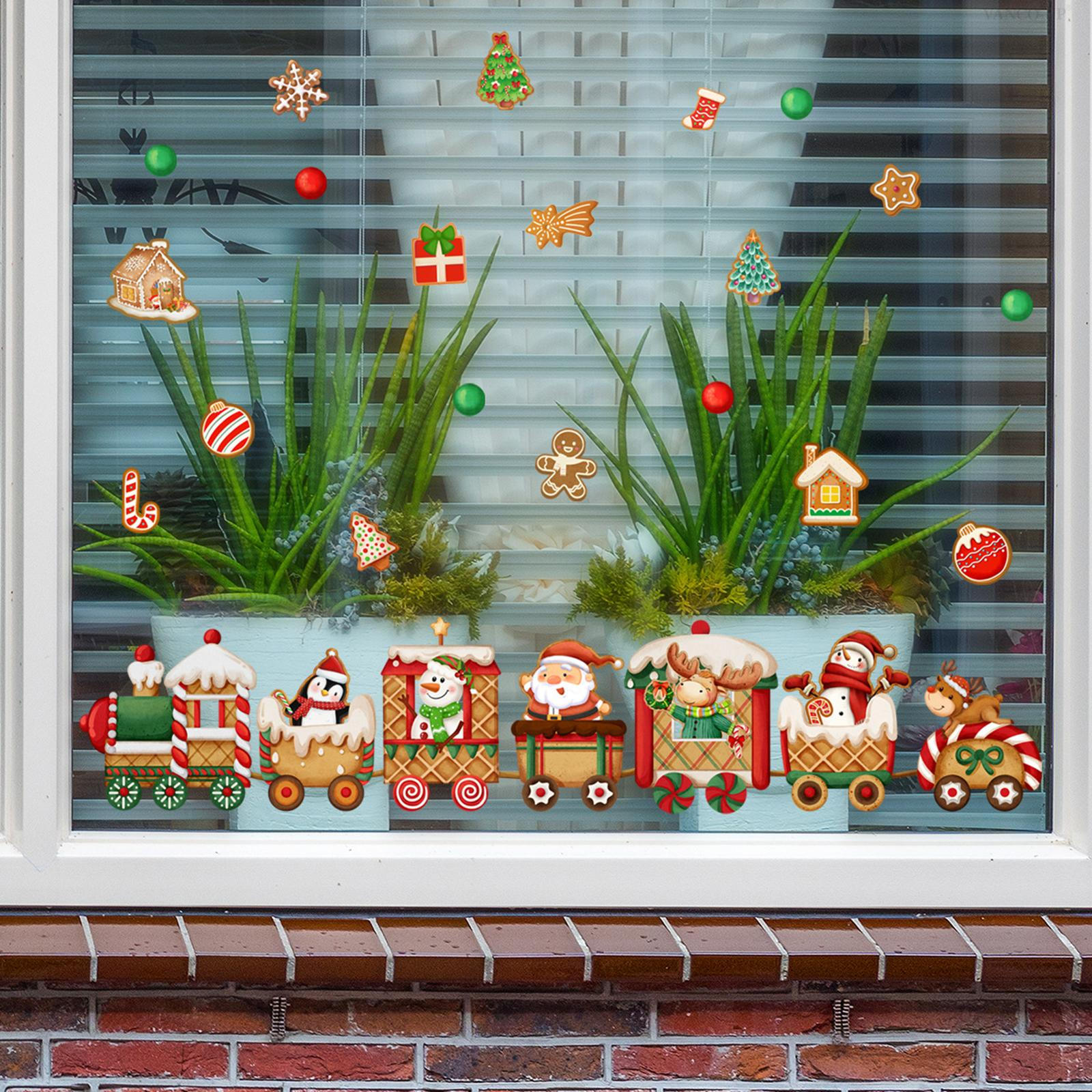 

Christmas Train Window Clings Glass Decals Double Sided Party Decor Winter Holiday for