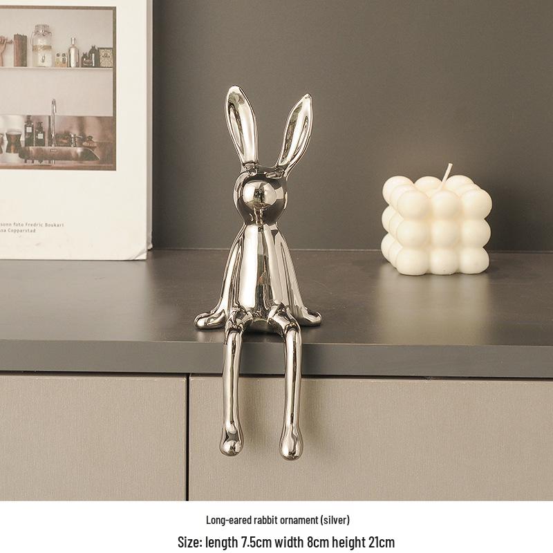 Keramik-Kaninchen-Ornamente für die Heimdekoration - Wohnzimmer, TV-Schrank, Flur, Weinschrank-Dekoration