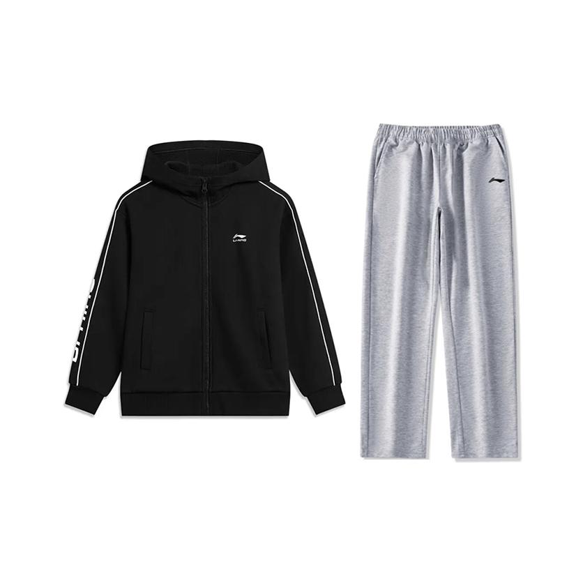 

Li-Ning Логотип с надписью Модный Легкий Удобный Универсальный Кардиган с капюшоном Толстовка Повседневный Спортивный костюм YWDU475-1+AKLU881-2 S