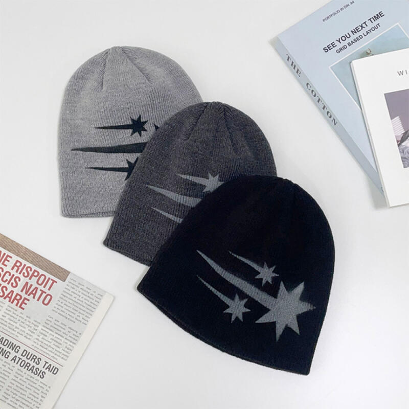 

Women s and Men s Beanie Couple Ski Resort Star Shaped Hat C6587_White