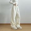 Women Fleece Lined Wide Leg Pants 2026 Winter Thick Loose Casual Straight Trousers