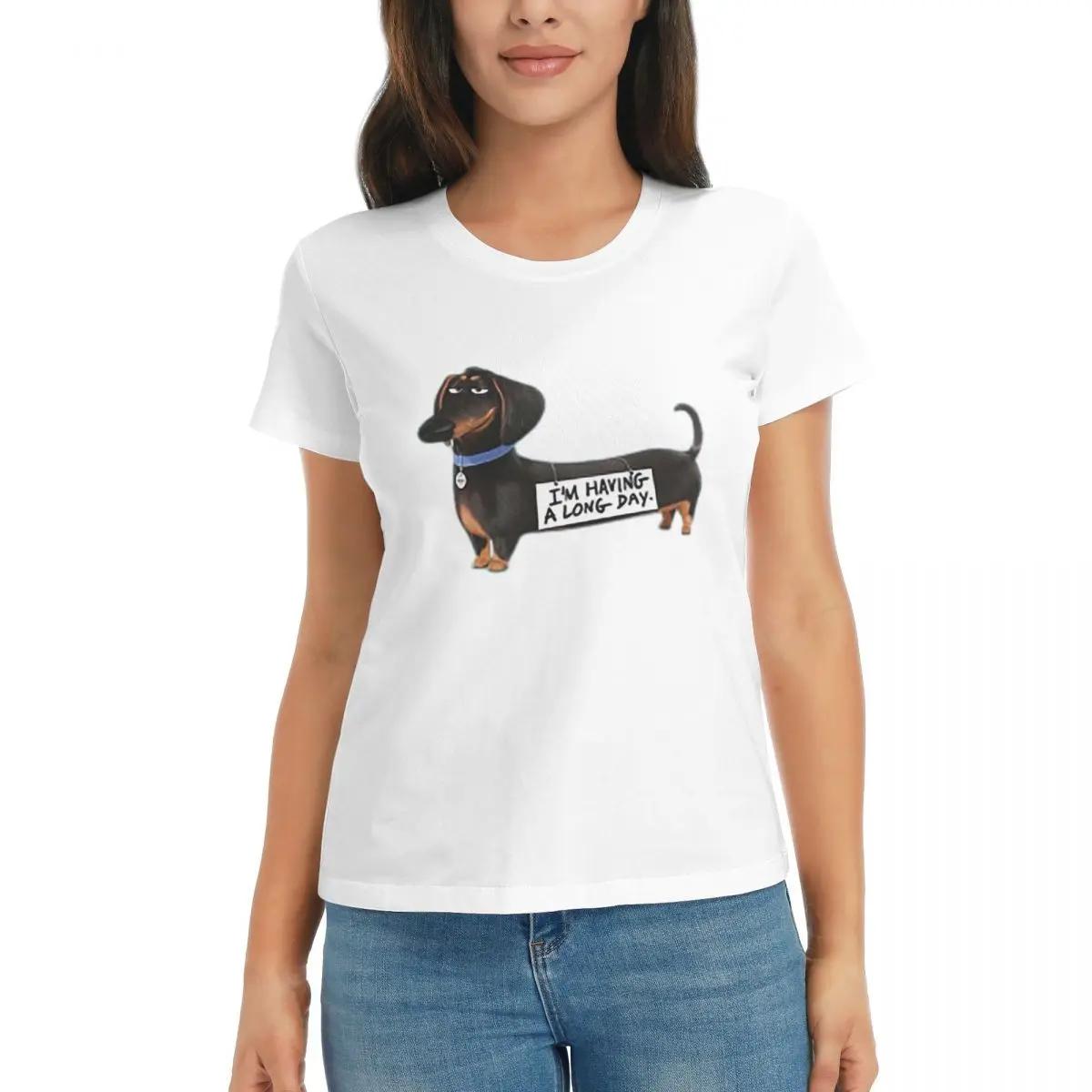 Women TShirt Dachshund Dog Funny Pupy Summer Short Sleeve Tees Round Neck Cotton T Shirts Clothes Tops Streetwear S