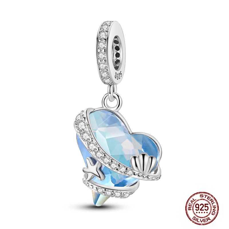 Blue Series Charms Plata Copper Evil Eye Moon Airplane Dolphin Sea Turtle Love Mini Beads For Bracelet Diy Jewelry
