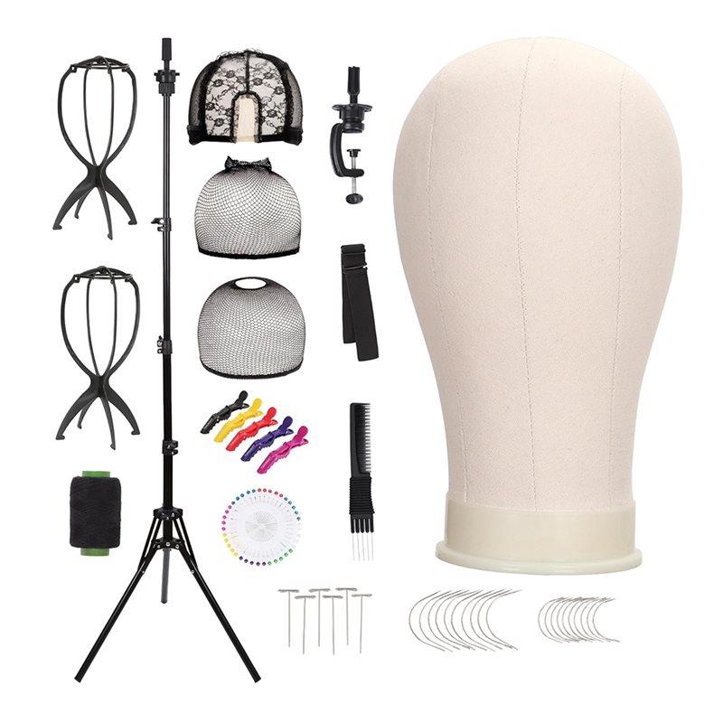 

Good-Adjustable 61 Tripod Stand With 22 Canvas Wig Head-Mannequin Head Set For Styling, Ideal For Beginners For Display