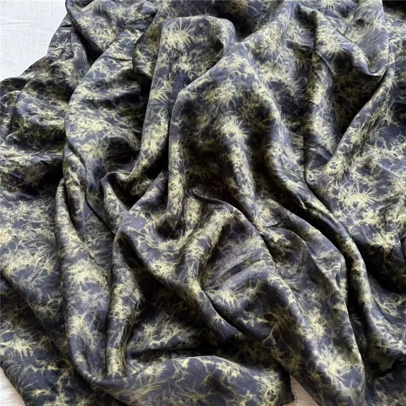 1yard Soft and skin friendly all acetate satin diy sewing fabric Tie dye printing tela shirt dress cheongsam fabric