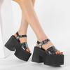 Platform Sandals Punk Style Spider Web Embroidery Cosplay Shoes Spider Buckle Women Summer Shoes Platform Wedge Heels