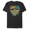 Big & Tall Teenage Mutant Ninja Rainbow Turtle Group Men's Tops Short Sleeve Tee Shirt, Black