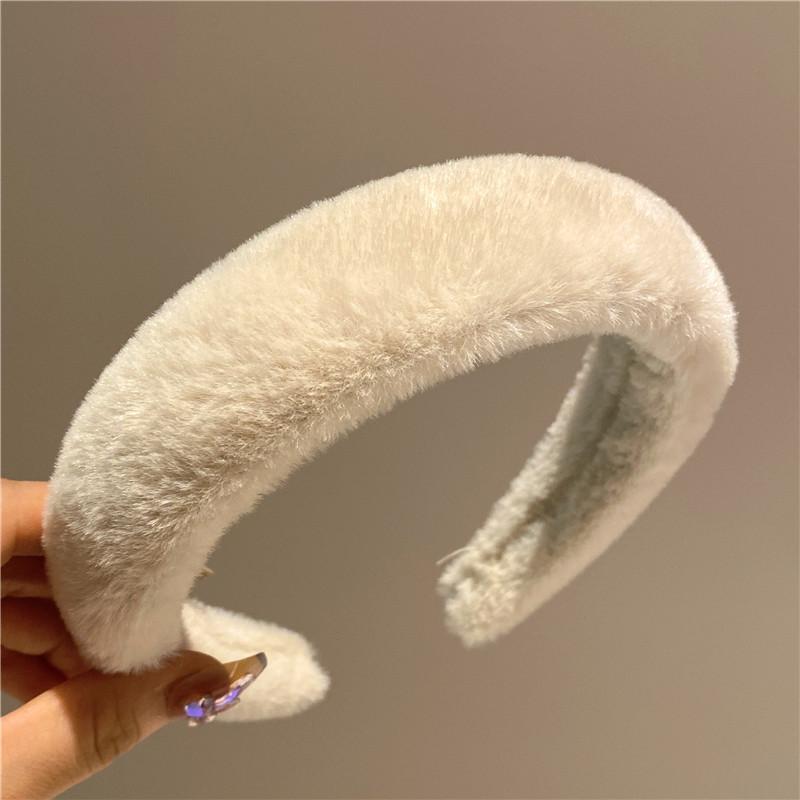 Winter Faux Rabbit Fur Headbands Solid Wide Soft Fluffy Furry Hairbands for Women Girls Plush Hair Hoops Hair Accessories