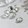 5Pcs/Set Gothic Punk Ring Set Silver Color Star 8-Ball Engraved Chain Open Stackable Rings For Men Women Streetwear Jewelry