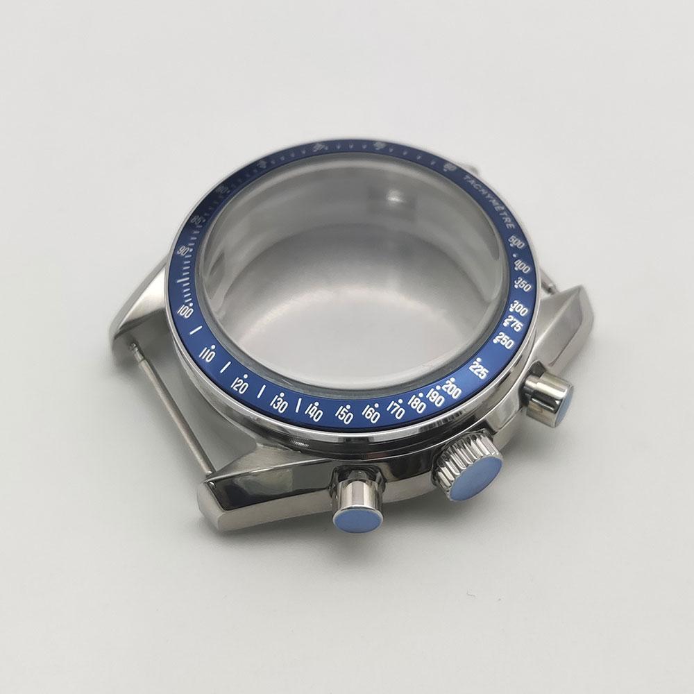 40MM assembled watch case + dial + needle matte black VK63 case, three-eye stainless steel quartz case