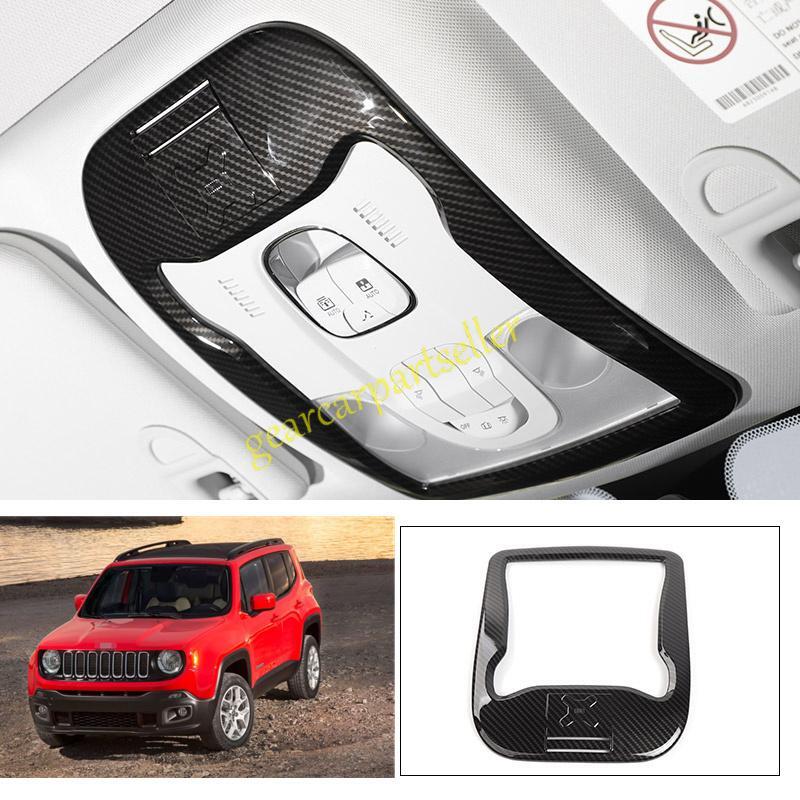 For Jeep Renegade 15-2023 Carbon Fiber Roof Front Reading Light Cover Trim 1pc