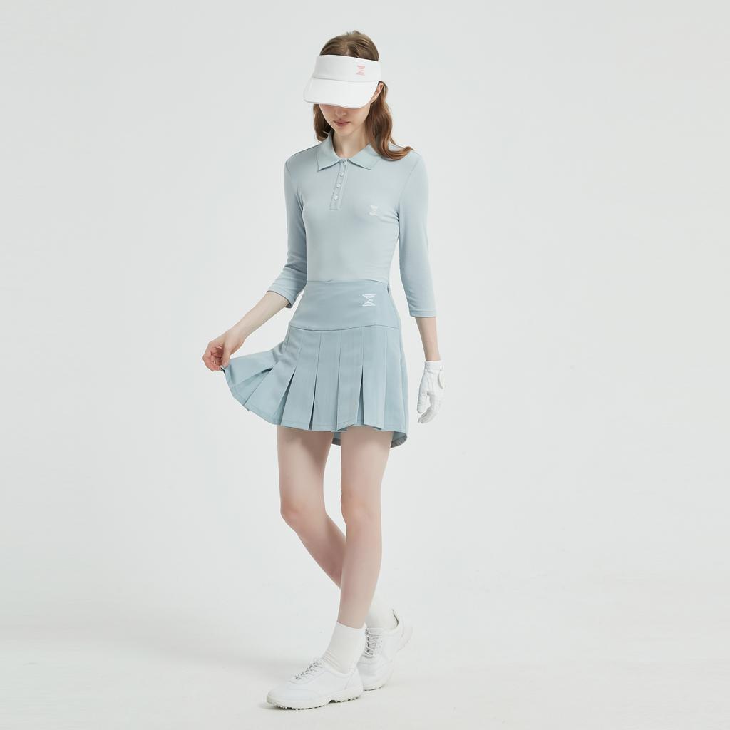 E.PARCA Vertical Pouch Pleated Skirt (Sky Blue)