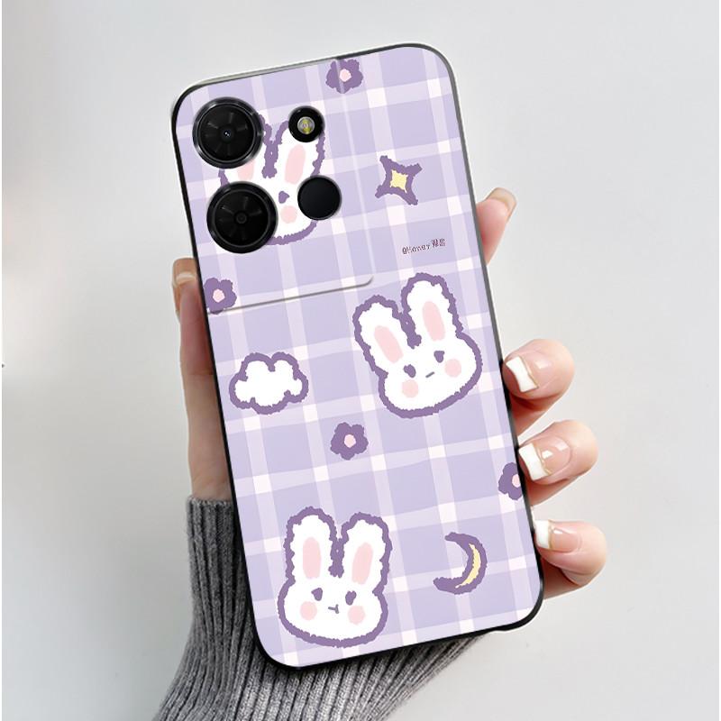 For TCL 503 K33 T513Z K32 T513W Case Luxury Cute Love Rabbit Funny Black Matte Soft Silicone Back Cover Shockproof Phone Case
