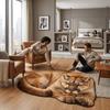 Non Slip Tiger Floor Mat Imitation Cashmere Animal Shape Mat Realistic Entrance Carpet  Home Decor
