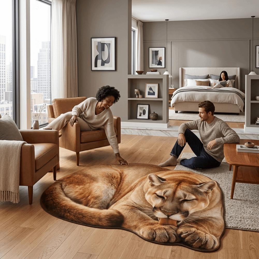 Non Slip Tiger Floor Mat Imitation Cashmere Animal Shape Mat Realistic Entrance Carpet  Home Decor