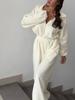 Spring/Autumn Women's Fashion Long Sleeve Jumpsuit - Casual Half-Open Neck, Elastic Waist Set