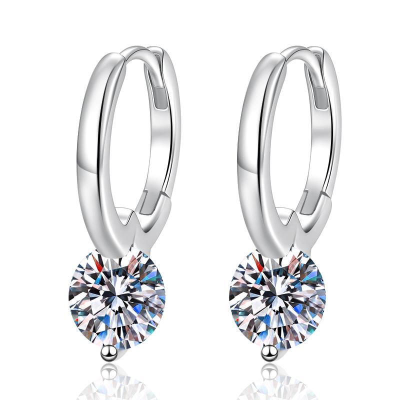 2026 New Style Unique Shape S925 Sterling Silver 1Ct*2 VVs1 Moissanite Diamond Hypoallergenic Hoop Earrings Engagement Gift