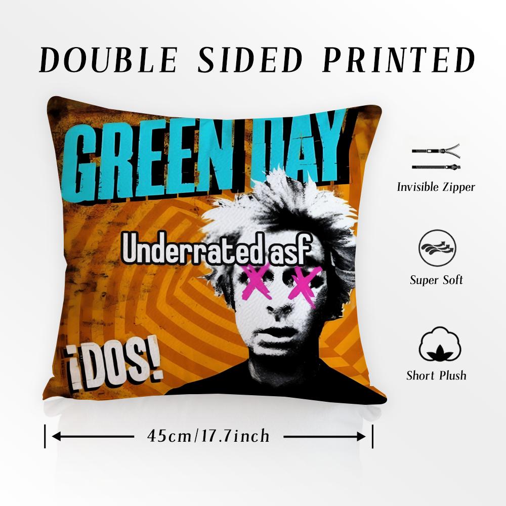 G-Green D-Day Band Album Pillow Case Anti-dustmite Pillowcase Invisible zipper silky short plush Sofa cushion cover