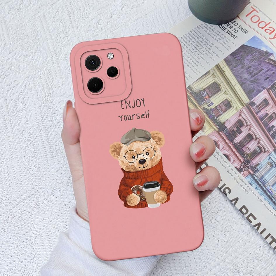 Für Honor 9X Pro Magic5 Pro X8A X7A 30 50 70 Lite Hülle Cute Bear Fashion Stoßfest Matte Weiche Flüssigkeit Silikon Schutzhülle Für Honor Bumper
