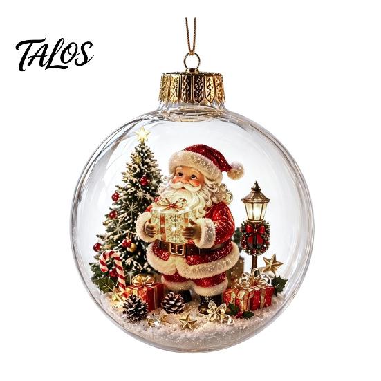 Seasonal Home Decor Christmas Story Ornament, Acrylic Hanging Angel Santa Claus Candy House Designs, Ball Shape Festive Decoration for Tree