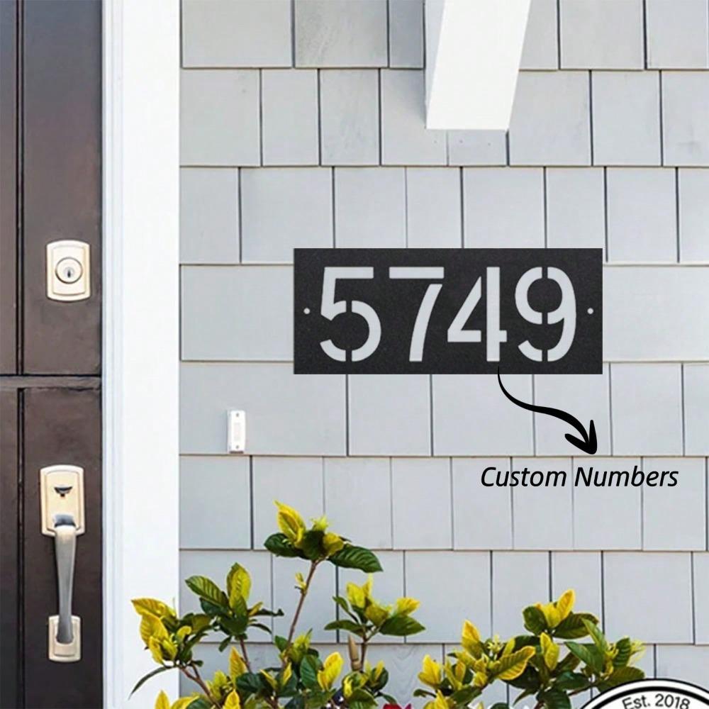 Wrought Iron Custom House Number Sign, Modern Retro Metal Address Plaque, MCM Horizontal Door Number, Unique Gift