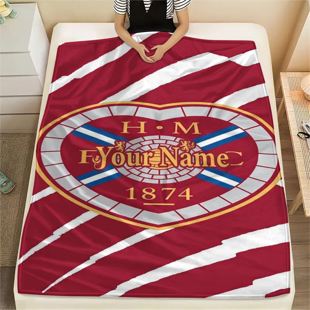 1PC Heart Football Custom Name Patterned Flannel Blanket Suitable For All Seasons For Home Decor Warmth And Comfort Gifts Holiday Present