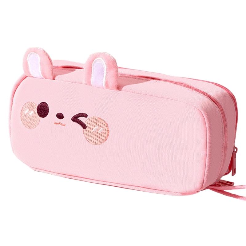 Animal Themed Pencil Pouches Large Capacity Canvas Pencil Case with Portable Lanyard For Kid Adult School Office Travel