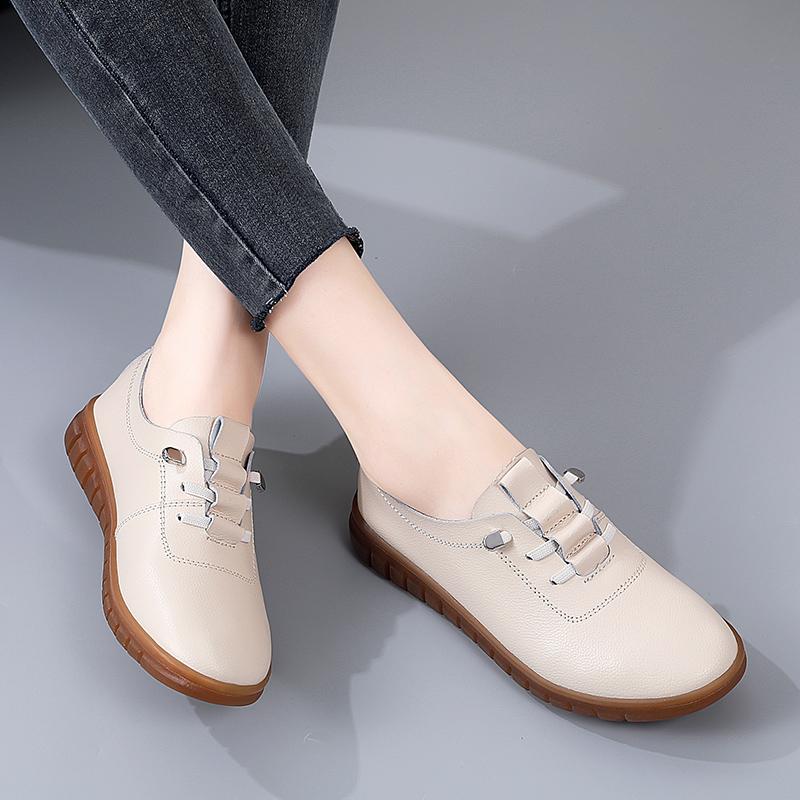 Leather flat small leather shoes women's new non-slip soft soles comfortable soft leather mother leisure work single shoes