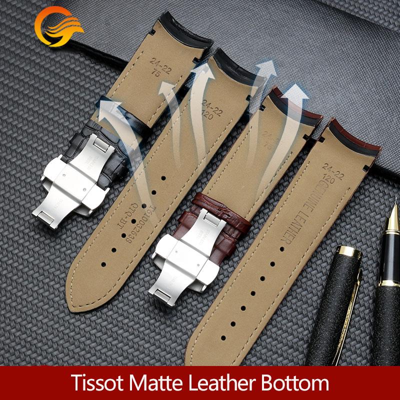 Per Tissot Maschile 1853 T035 Cinturino in Pelle T035627A Estremità Curva Cinturino in Pelle di Vitello Bracciale con Chiusura a Farfalla 22mm 23mm 24mm