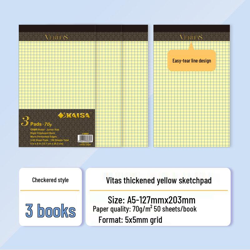 Kaisa A4 Legal Pad: Large Lined Grid Tearable Draft Paper Standard