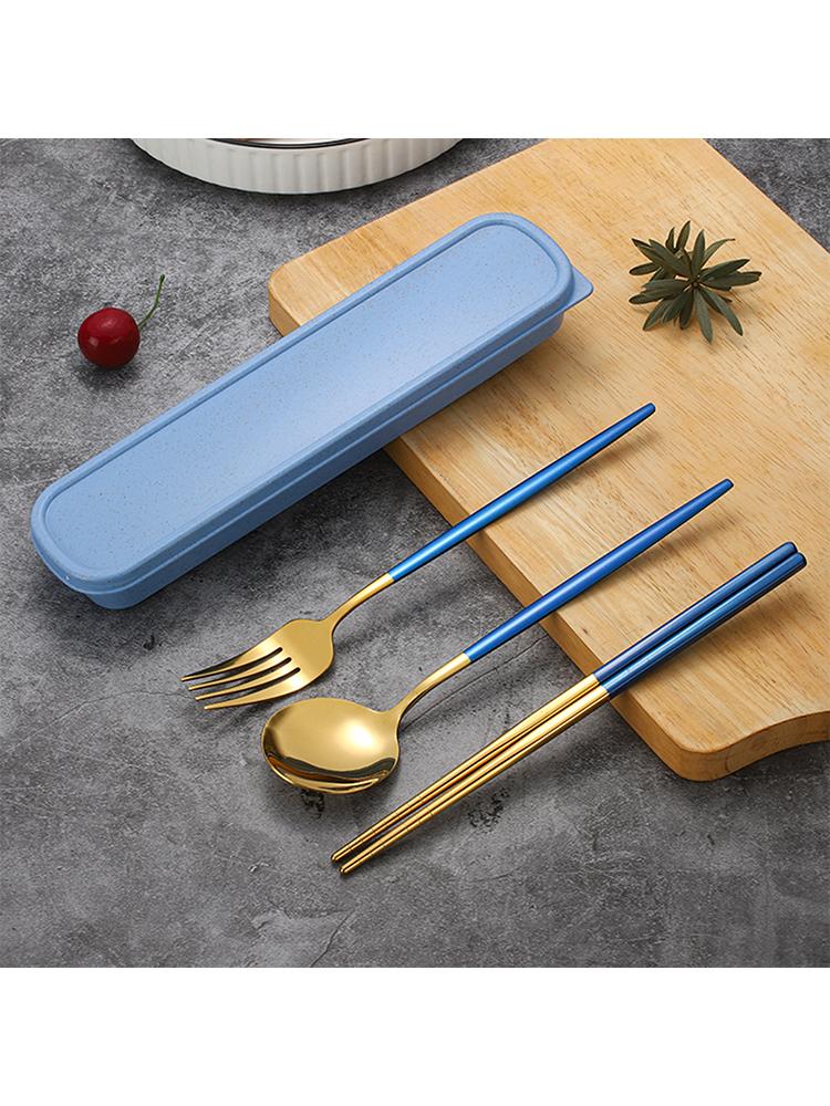 Stainless Stee Cutlery Set With Storage Box Portable Reusable Utensils For Home Office School Camping Daily Household Tableware