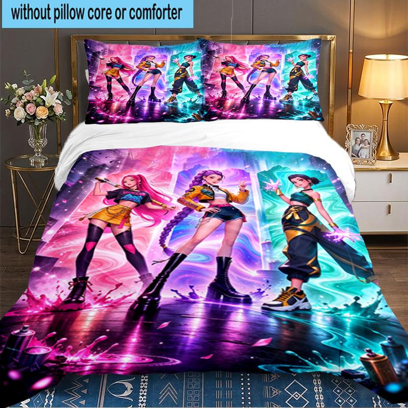 K-pop Heroes In Action 3PCS Bedding set,Ideal for 1pc Duvet Cover And 2pcs Pillowcases Perfect for Fan gift,Ideal for Bedroom, Dormitory