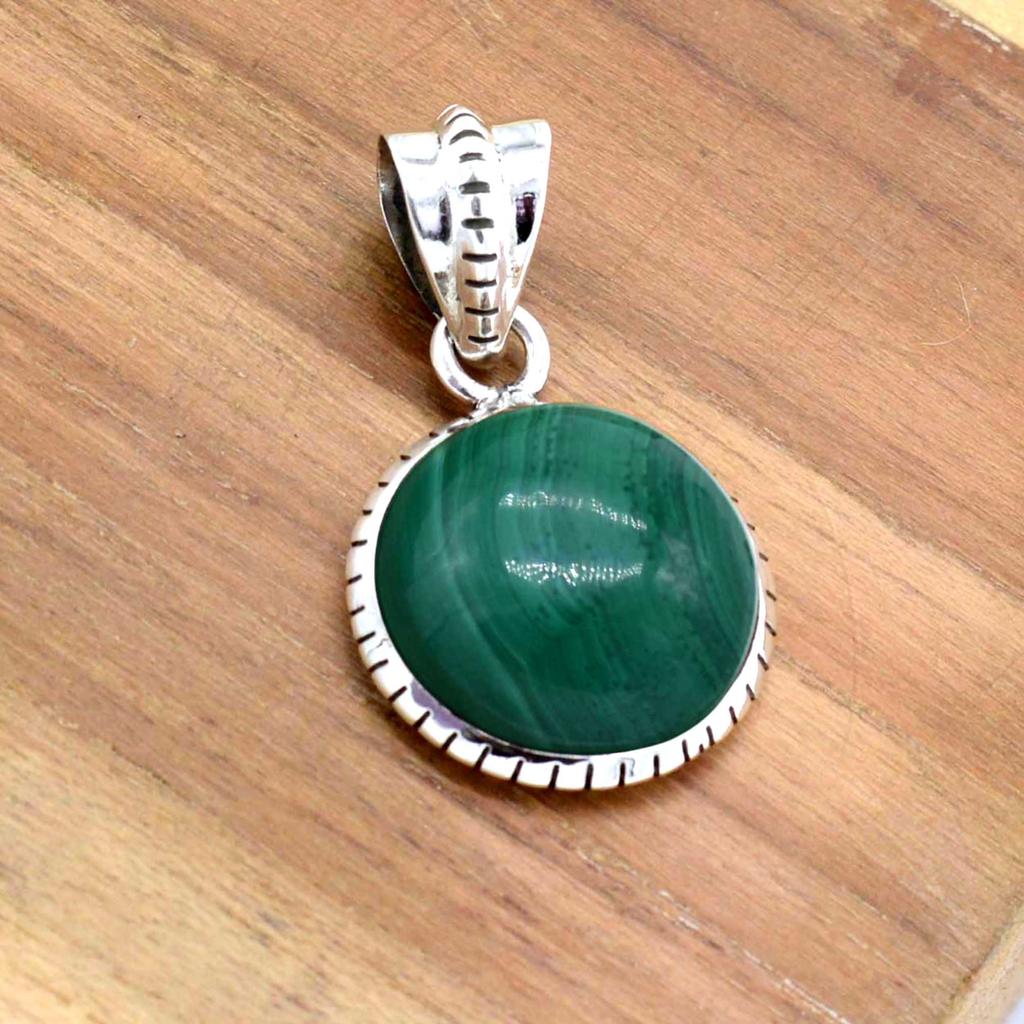 Malachite 925 Sterling Silver Pendant, Natural Gemstone Handamde Pendant Gift For Her Mom, Anniversary Gift