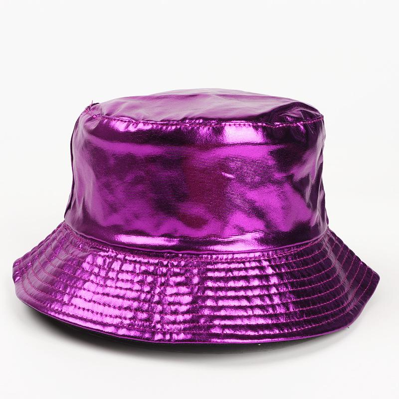 Reversible Punk Basin Hat - Trendy Foldable Fisherman Cap with Shiny Golden Silvery Finish, Adjustable Strap for Unisex Adults