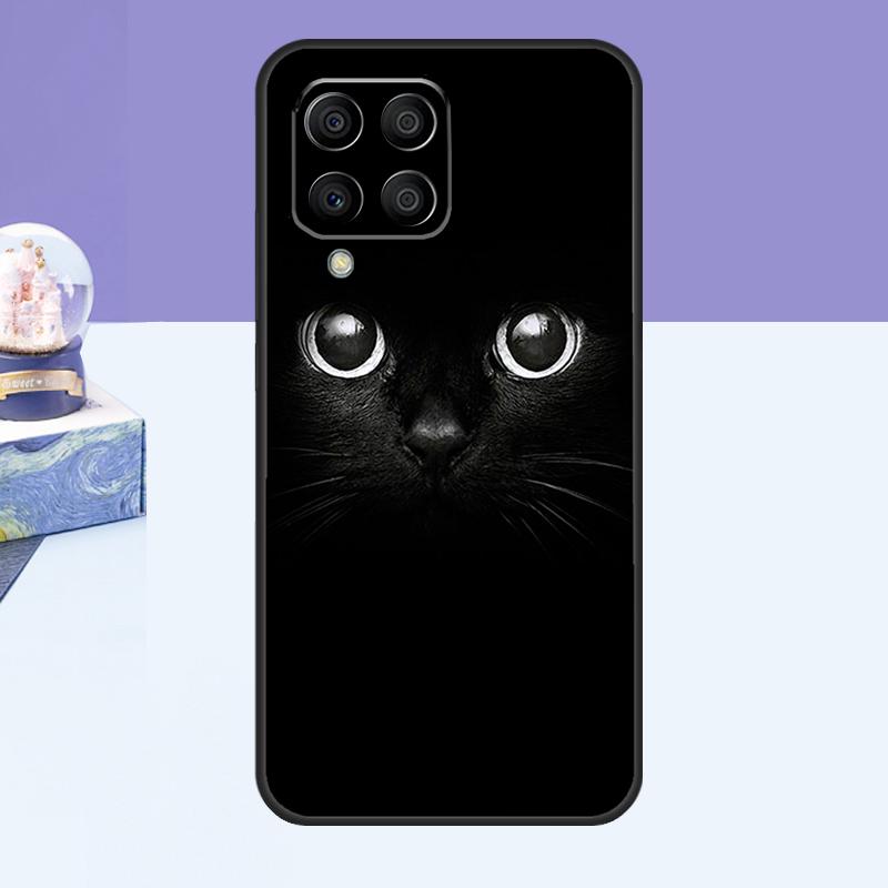 Black Cat Face Kitty Case For Samsung Galaxy M14 M54 M13 M23 M16 M11 M21 M31 M20 M34 M52 M32 M12 M36 M56 M15 M55