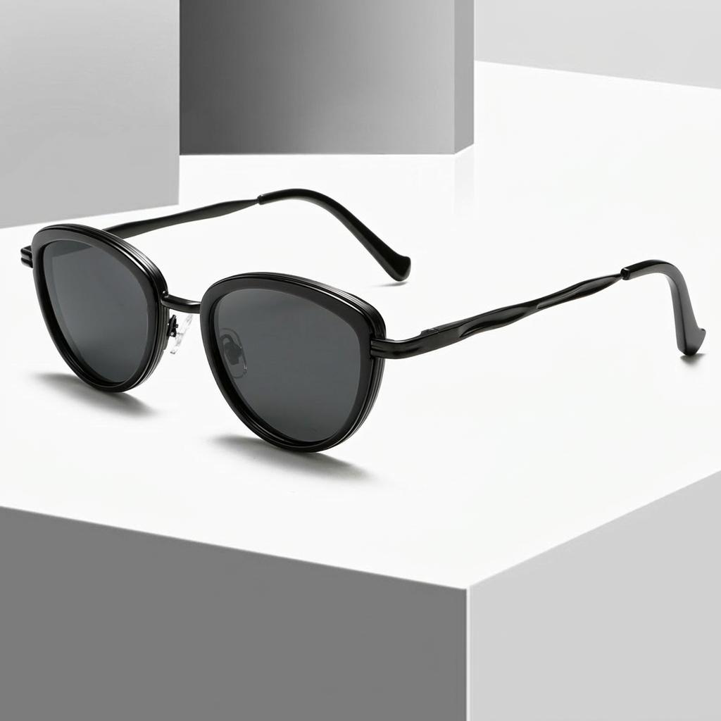 Cat Eye Polarized Sunglasses For Men Women, Uv400 Protection Tac Lens Trendy Metal Frame Sun Glasses For Driving Travel Style