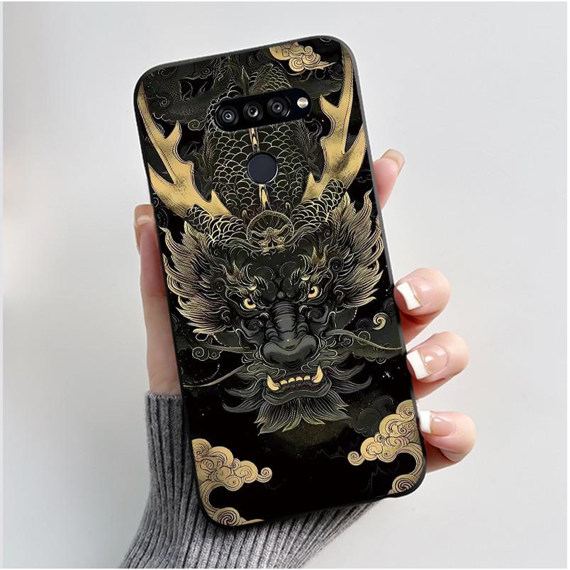 Soft Shockproof Phone Case For LG K50S Bumper Silicone Black Case New Design Viral Pattern Koi Shell Cute Colorful Cover